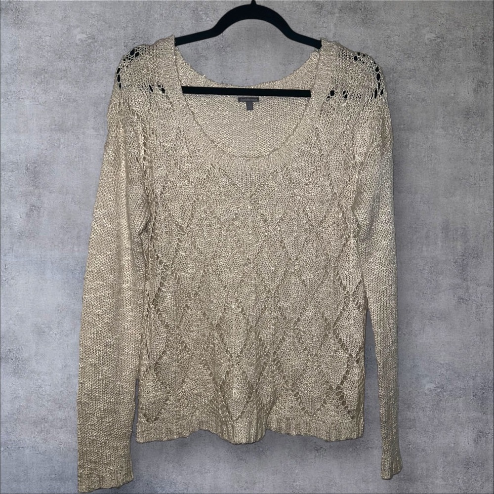 Charlotte Russe V-Neck Knit Sweater in Beige